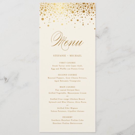 Faux Gold Foil Confetti Stippen | Menu Ivory (Voorkant)
