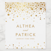 Faux Gold Foil Confetti Stippen Moderne bruiloft Wijn Etiket (Enkel label)