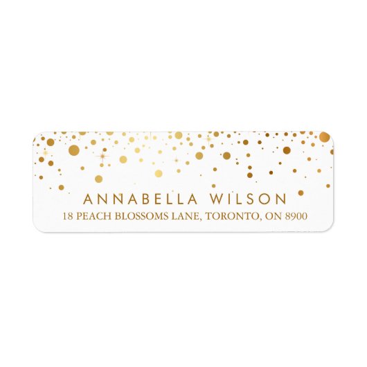 Faux Gold Foil Confetti Stippen Moderne Etiket (Voorkant)