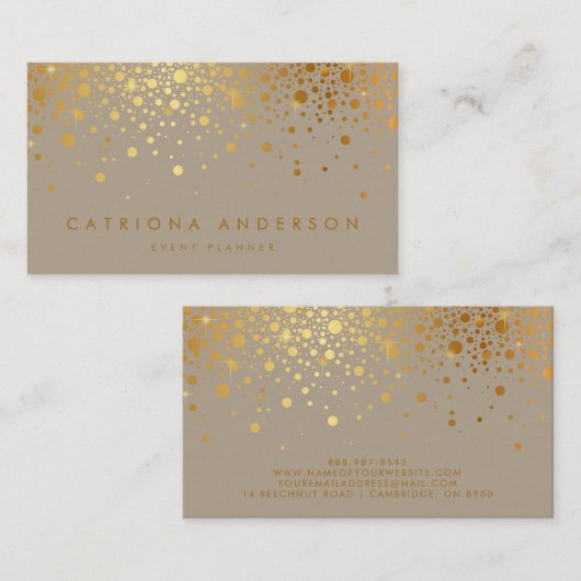 Faux Gold Foil Confetti Stippen Moderne II Visitekaartje (Voorkant / Achterkant)
