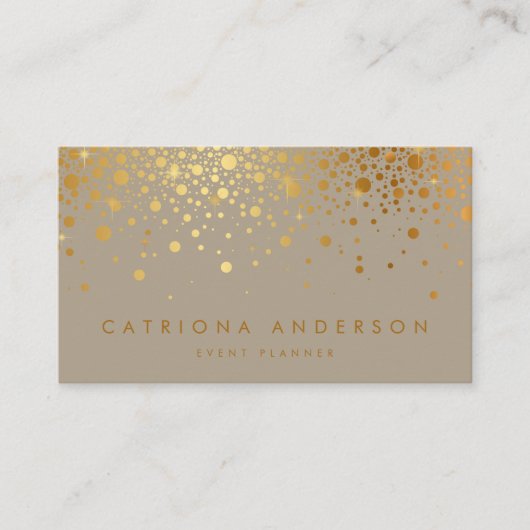 Faux Gold Foil Confetti Stippen Moderne II Visitekaartje (Voorkant)