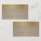 Faux Gold Foil Confetti Stippen Moderne Visitekaar Visitekaartje (Voorkant / Achterkant)