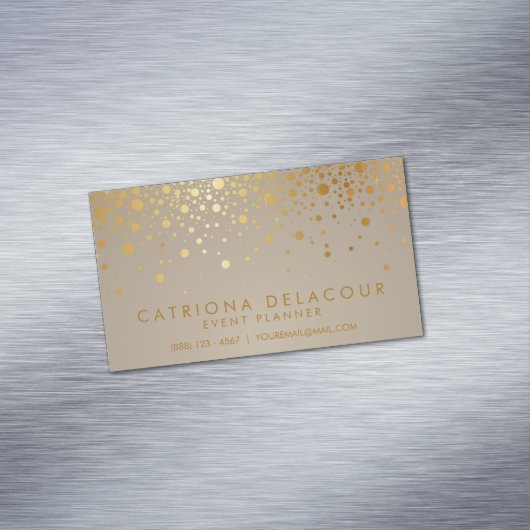 Faux Gold Foil Confetti Stippen Moderne Visitekaartje Magneet (Voorbeeld)