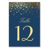 Faux Gold Foil Confetti Stippen Navy Blauw Kaart (Achterkant)
