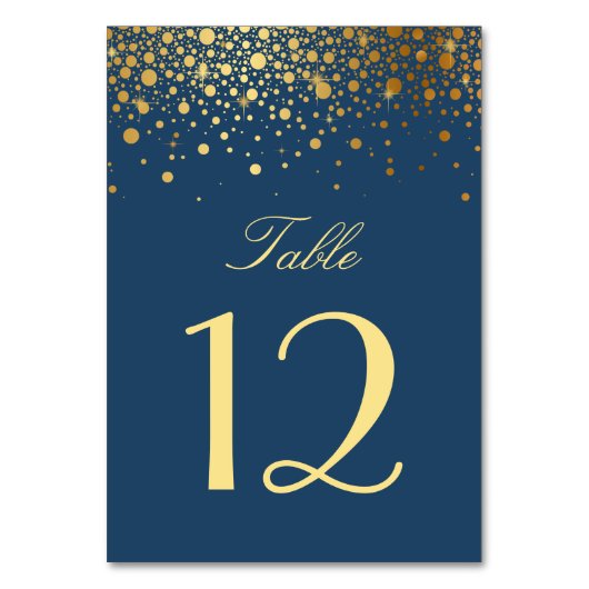 Faux Gold Foil Confetti Stippen Navy Blauw Kaart (Voorkant)