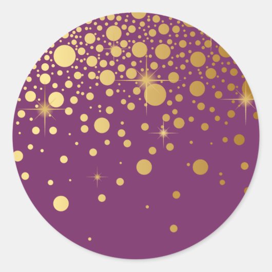 Faux Gold Foil Confetti Stippen Paarse Sticker (Voorkant)