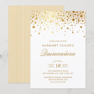 Faux Gold Foil Confetti Stippen Quinceañera Kaart
