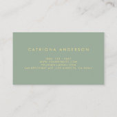 Faux Gold Foil Confetti Stippen Sage Groen Visitekaartje (Achterkant)