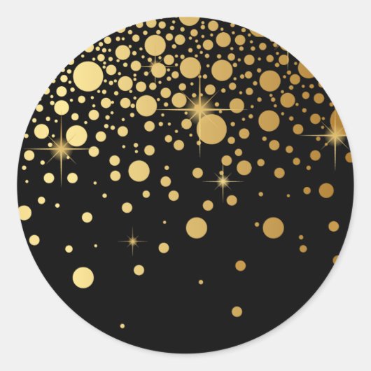 Faux Gold Foil Confetti Stippen Sticker | Zwart (Voorkant)