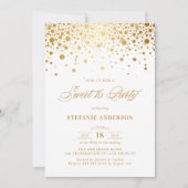 Faux Gold Foil Confetti Stippen Sweet 16 Party Kaart (Voorkant)