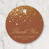 Faux Gold Foil Confetti Stippen Terracotta Dank u Bedankjes Labels (Voorkant)