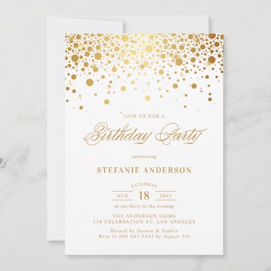 Faux Gold Foil Confetti Stippen Verjaardag Kaart (Voorkant)