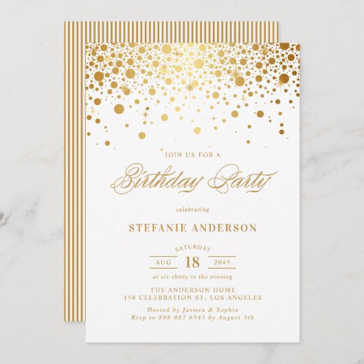 Faux Gold Foil Confetti Stippen Verjaardag Kaart (Voorkant / Achterkant)