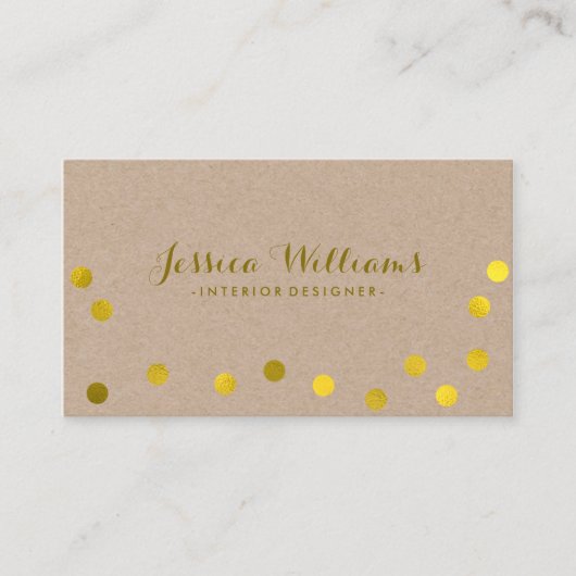 Faux Gold Foil Confetti Stippen Visitekaartje (Voorkant)
