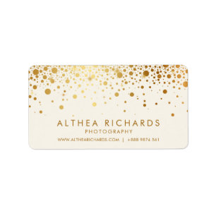 Faux Gold Foil Confetti Stippen Visitekaartje   Iv Etiket