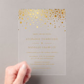 Faux Gold Foil Confetti Stippen Weddenschap Acryl Uitnodigingen (Insitu (Draagbaar))