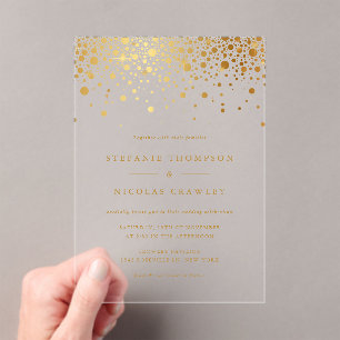 Faux Gold Foil Confetti Stippen Weddenschap Acryl Uitnodigingen