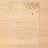 Faux Gold Foil Confetti Stippen Weddenschap Acryl Uitnodigingen (Voorkant)