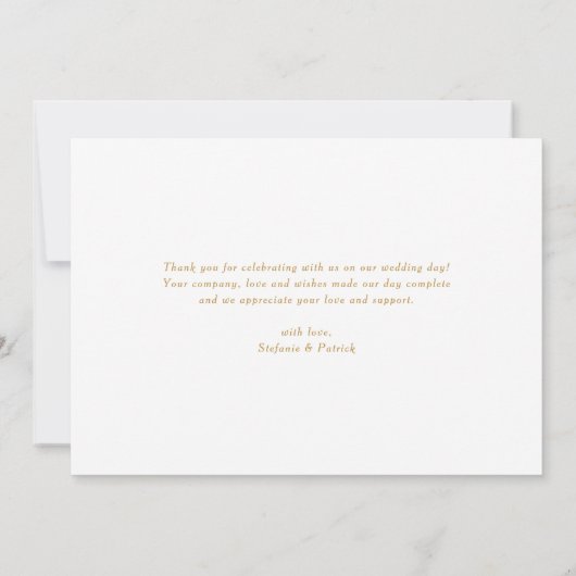 Faux Gold Foil Confetti Stippen Weddenschap Bedankkaart (Achterkant)