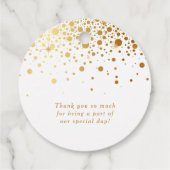 Faux Gold Foil Confetti Stippen Weddenschap Hartel Bedankjes Labels (Achterkant)