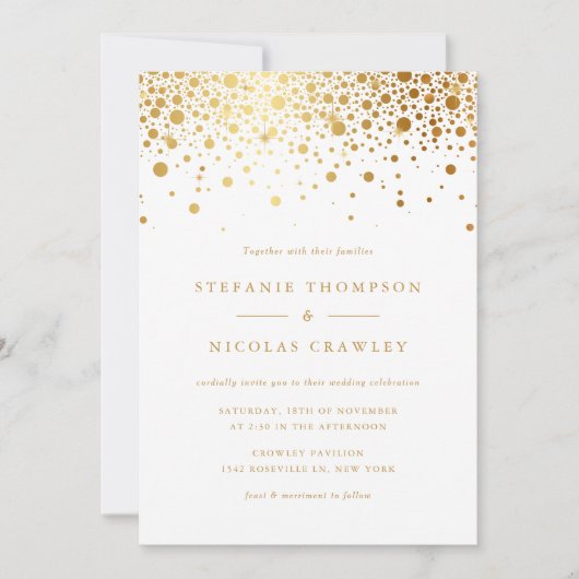 Faux Gold Foil Confetti Stippen Weddenschap Kaart (Voorkant)