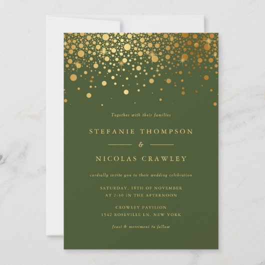 Faux Gold Foil Confetti Stippen Weddenschap Kaart (Voorkant)