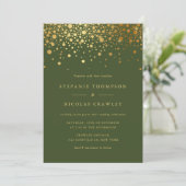 Faux Gold Foil Confetti Stippen Weddenschap Kaart (Staand voorkant)