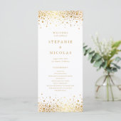 Faux Gold Foil Confetti Stippen Weddenschap Programmakaart (Staand voorkant)