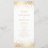 Faux Gold Foil Confetti Stippen Weddenschap Programmakaart (Voorkant)