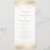 Faux Gold Foil Confetti Stippen Weddenschap Programmakaart (Voorkant)