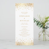 Faux Gold Foil Confetti Stippen Weddenschap Programmakaart (Staand voorkant)