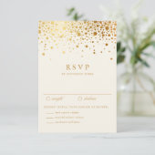 Faux Gold Foil Confetti Stippen Weddenschap RSVP | (Staand voorkant)