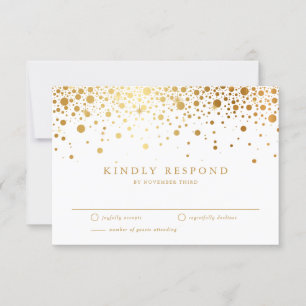 Faux Gold Foil Confetti Stippen Weddenschap RSVP Kaartje