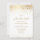 Faux Gold Foil Confetti Stippen Weddenschap Save The Date (Voorkant)