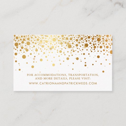Faux Gold Foil Confetti Stippen Weddenschap Websit Informatiekaartje (Voorkant)