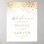 Faux Gold Foil Confetti Stippen Weddenschap Welkom Poster (Voorkant)
