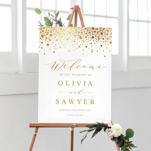 Faux Gold Foil Confetti Stippen Weddenschap Welkom Poster