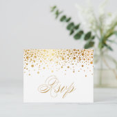 Faux Gold Foil Confetti Stippen Wedding RSVP Brief Uitnodiging Briefkaart (Staand voorkant)