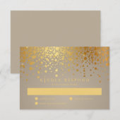 Faux Gold Foil Confetti Stippen Wedding RSVP Kaart (Voorkant / Achterkant)