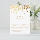 Faux Gold Foil Confetti Stippen Wedding RSVP Kaart (Staand voorkant)
