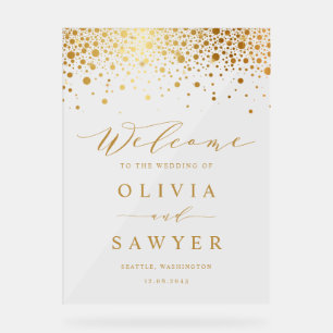 Faux Gold Foil Confetti Stippen White Weddenschap Acryl Bord