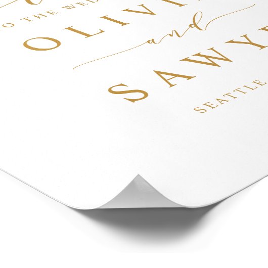 Faux Gold Foil Confetti Stippen White Weddenschap  Poster (Hoek)