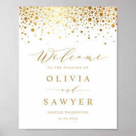 Faux Gold Foil Confetti Stippen White Weddenschap Poster