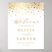 Faux Gold Foil Confetti Stippen White Weddenschap  Poster (Voorkant)