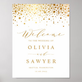 Faux Gold Foil Confetti Stippen White Weddenschap  Poster