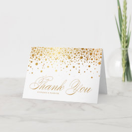 Faux Gold Foil Confetti Stippen White Wedding Bedankkaart