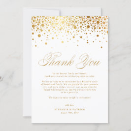 Faux Gold Foil Confetti Stippen White Wedding Bedankkaart