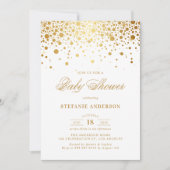 Faux Gold Foil Confetti Stippen Wit Baby shower Kaart (Voorkant)
