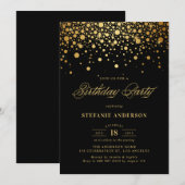 Faux Gold Foil Confetti Stippen Zwart Verjaardag Kaart (Voorkant / Achterkant)