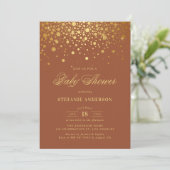 Faux Gold Foil Confetti Terracotta Baby shower Kaart (Staand voorkant)
